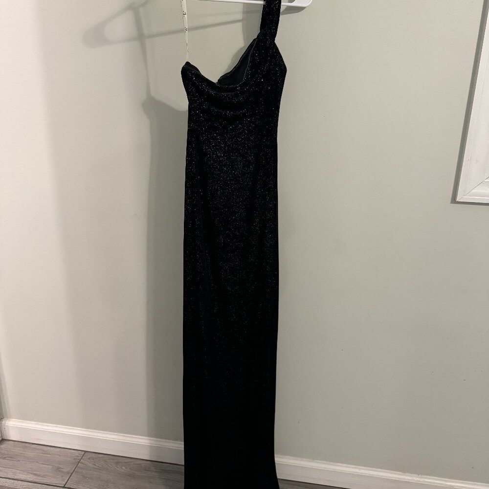 DB Studio Black Sparkle One Shoulder Asymmetrical Dress